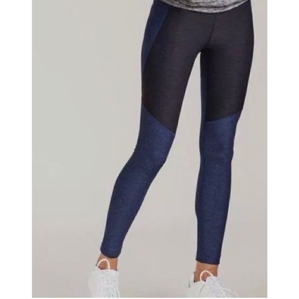 Outdoor Voices Colorblock Leggings Black Blue Athletic Activewear Women's Medium